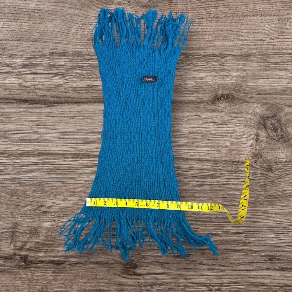 Kimberly C. Elegant Blue Fringed Scarf